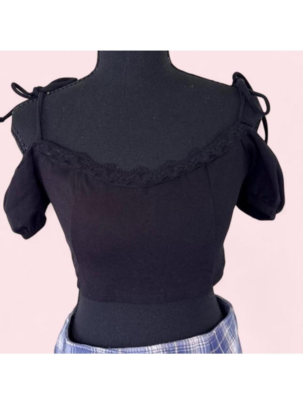 Doll's kill women's size m black lace trim fairycore coquette cottagecore